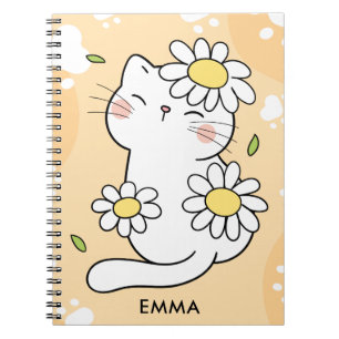 Caderno Espiral Gatinho Cartoon Personalizado Margarida Fofa