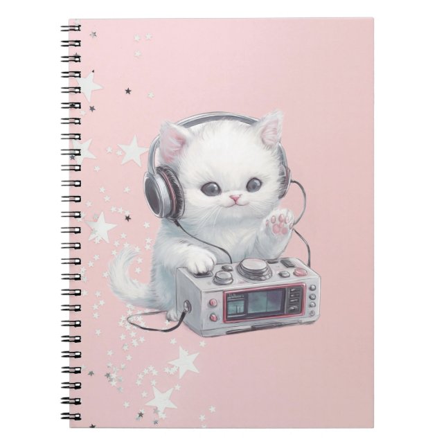 Caderno Espiral gatinho com rádio (Frente)