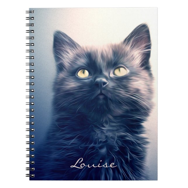 Caderno Espiral Gatinho de Cabelo Longo Preto (Frente)
