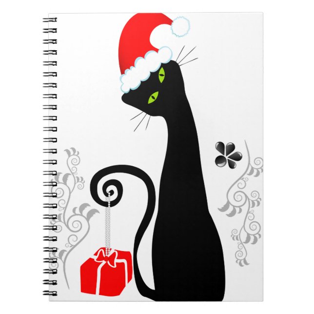 Caderno Espiral Gatinho de Natal moderno (Frente)
