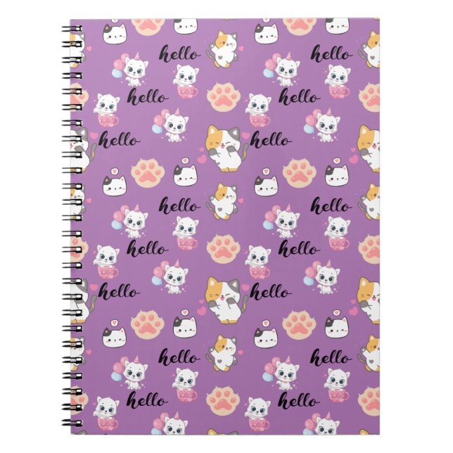 Caderno Espiral gatinho de saudação (Frente)