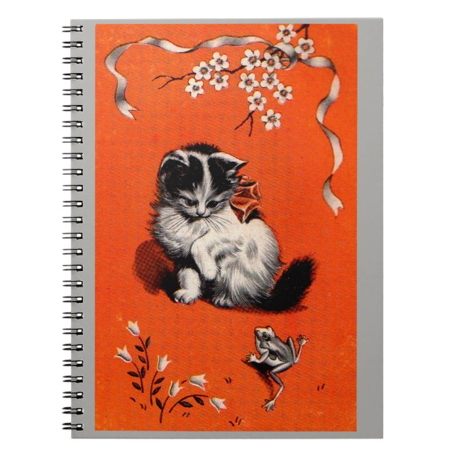 Caderno Espiral gatinho doce e sapo (Frente)