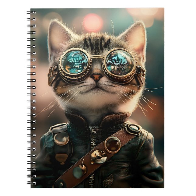 Caderno Espiral Gatinho Gato Adorável, Gatinho Gelado, Gelado, Gel (Frente)
