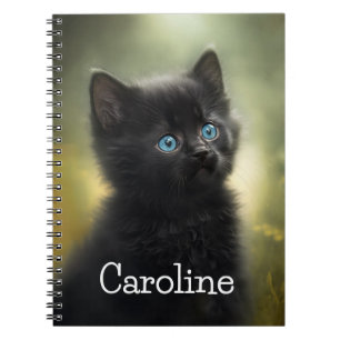Caderno Espiral Gatinho Preto Mais Preto Com Olhos Azuis, Personal