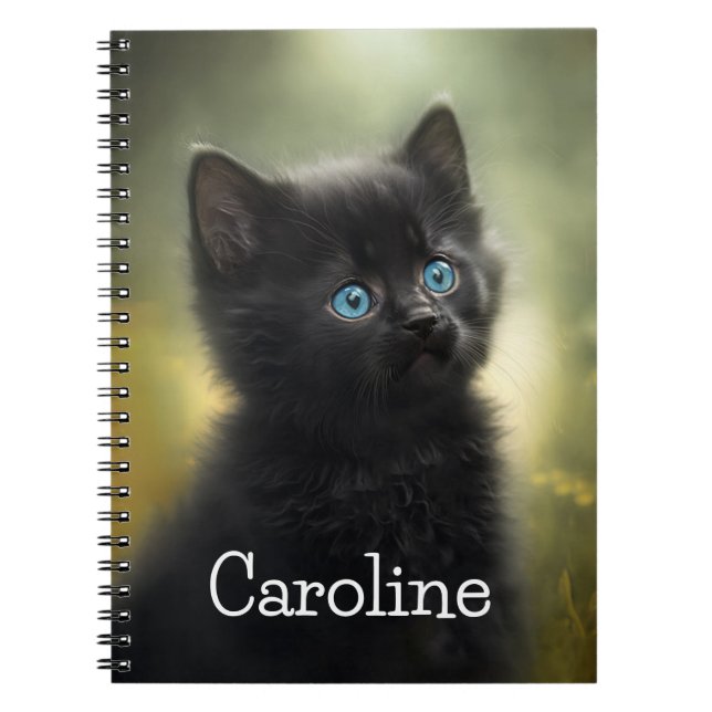 Caderno Espiral Gatinho Preto Mais Preto Com Olhos Azuis, Personal (Frente)