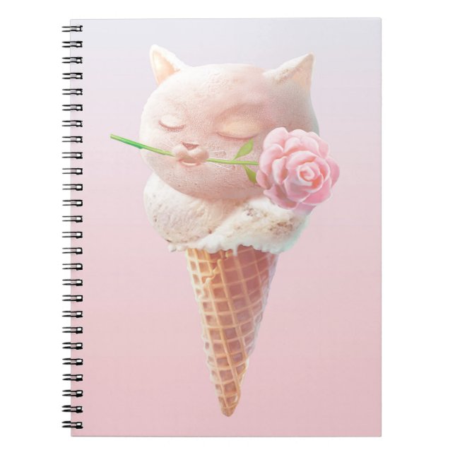 Caderno Espiral Gatinho sorvete - Rosado e Sonho (Frente)
