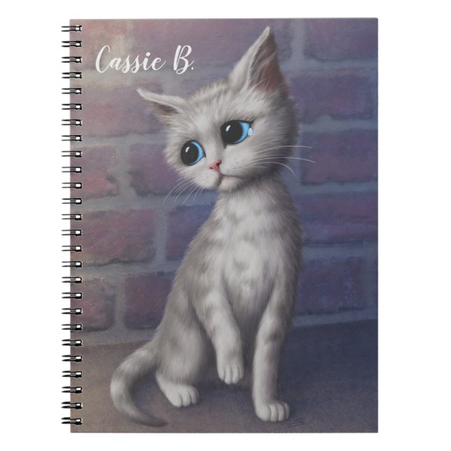 Caderno Espiral Gatinho Triste Personalizado (Frente)
