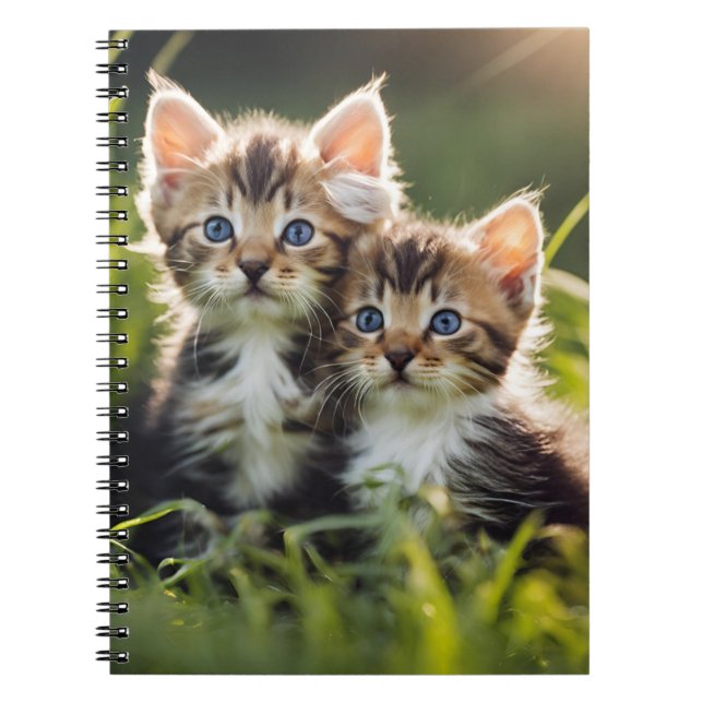 Caderno Espiral Gatinhos Adoráveis Na Grama (Frente)