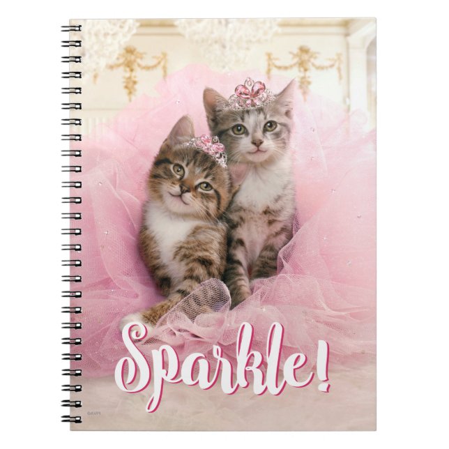 Caderno Espiral Gatinhos doces nas tiaras e no tutu Sparkly (Frente)