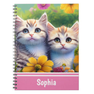 Caderno Espiral Gatinhos em um Nome Personalizado de Cuta-Prado Fl