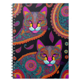 Caderno Espiral Gatinhos Paisley