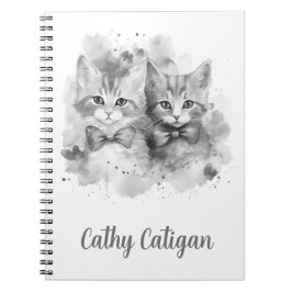 Caderno Espiral Gatinhos pretos e brancos com nome personalizado d