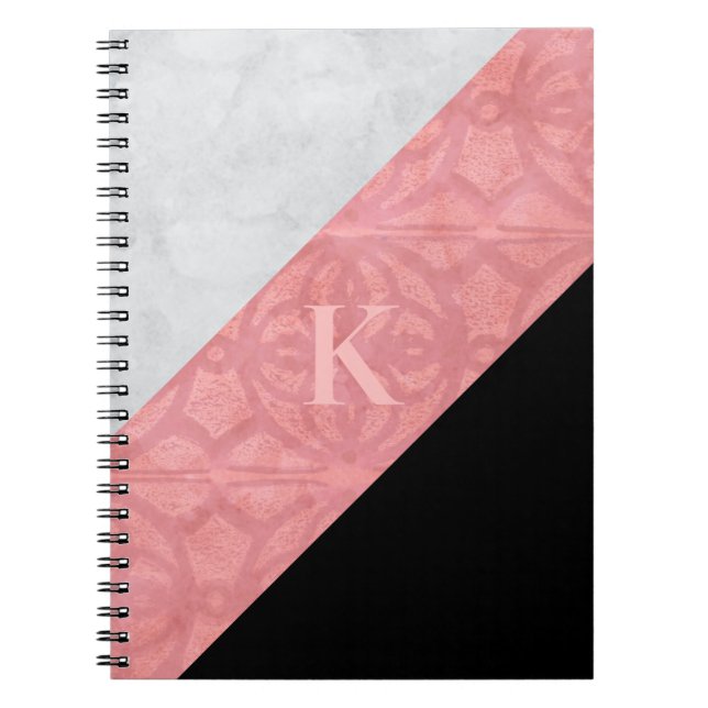 Caderno Espiral Gatique Rosa Ruddy E Melancia Negra Monograma (Frente)