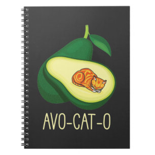 Caderno Espiral Gato adormecido Avocado Foguete Vegetal