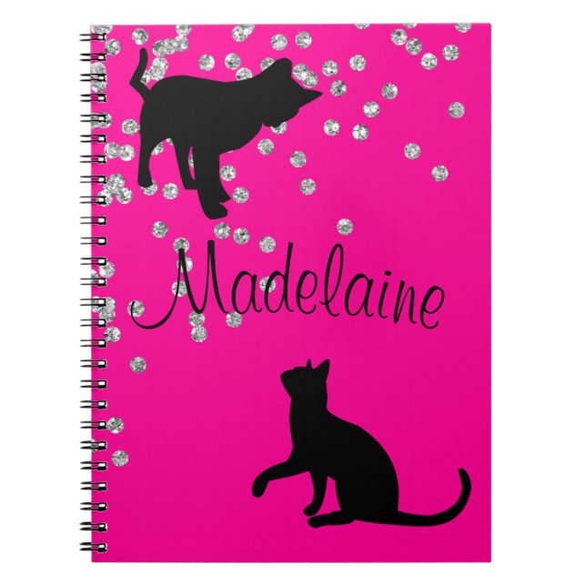 Caderno Espiral Gato Amantes Modernos Pontos Rosa Pessoais (Frente)