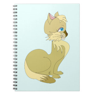 Caderno Espiral Gato Amarelo com Notebook Azul Texto Colorido