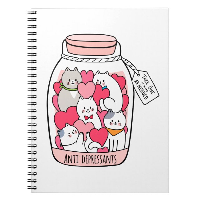 Caderno Espiral Gato Antidepressivo Engraçado Presente no Gato (Frente)