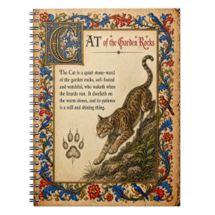 Caderno Espiral Gato, Arte de Bestiário Medieval