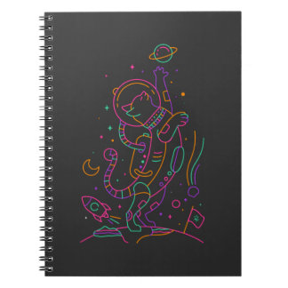 Caderno Espiral Gato Astro Vibrante