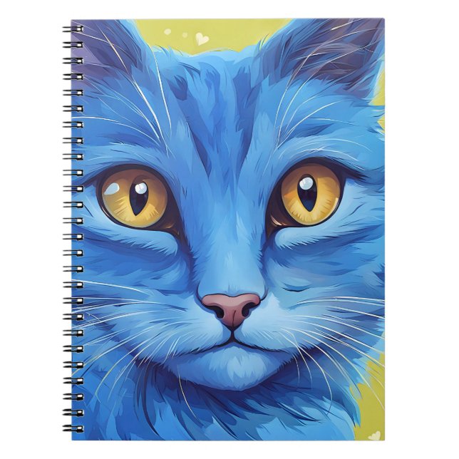 Caderno Espiral Gato Azul Grande (Frente)
