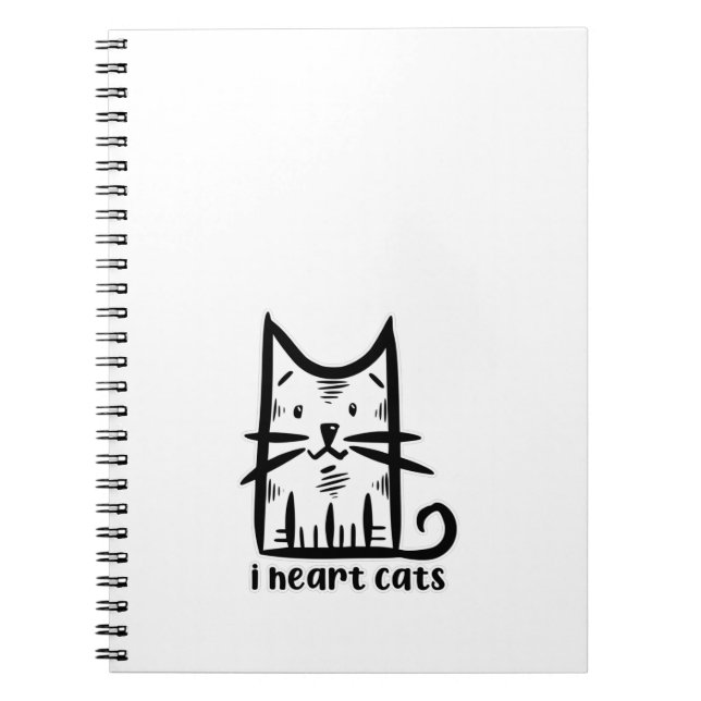 Caderno Espiral Gato Bigodes, eu amo gatos (Frente)