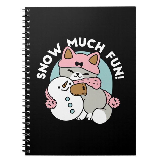 Caderno Espiral Gato Bonito em Neve Gear com Arte Snowman (Frente)