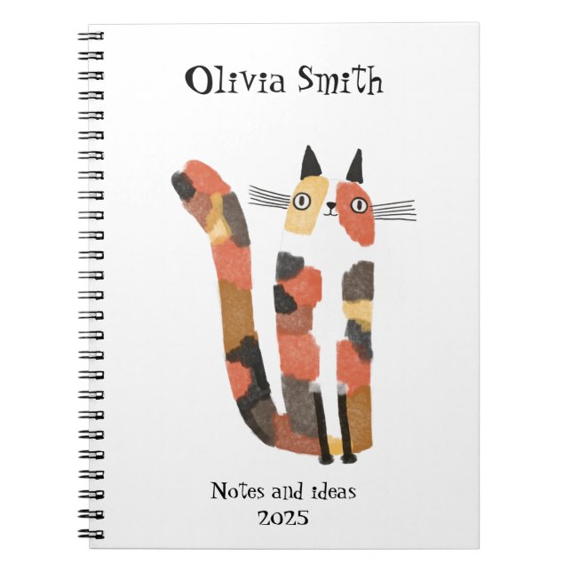 Caderno Espiral Gato bonito personalizado (Frente)