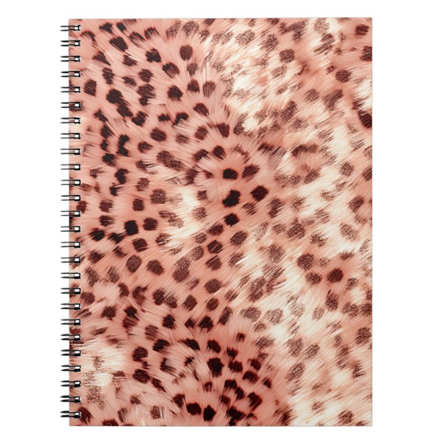 Caderno Espiral Gato Bonito, Rosa Dourado, Leopardo (Frente)