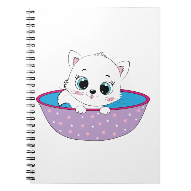 Caderno Espiral gato branco bonito (Frente)