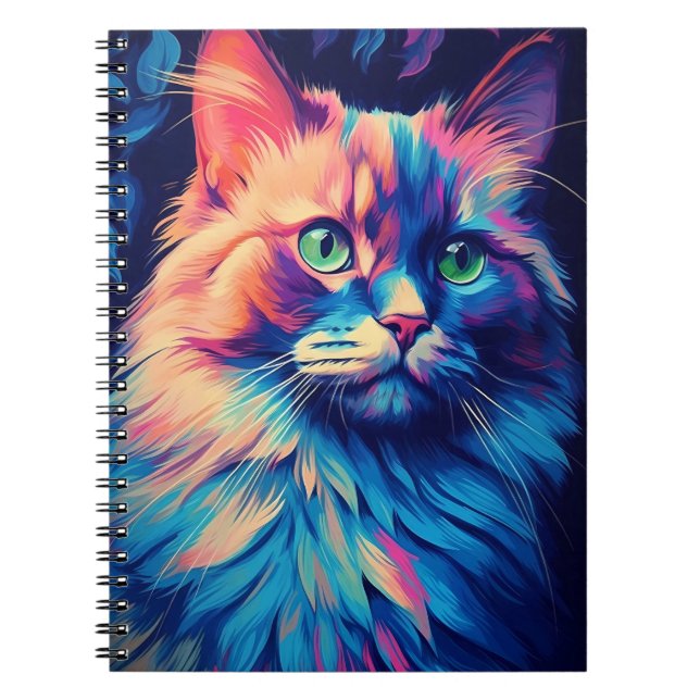 Caderno Espiral Gato Colorido de Maine Coon (Frente)