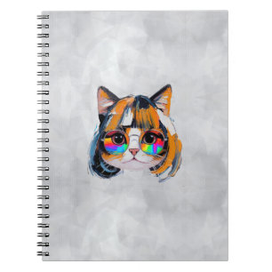 Caderno Espiral Gato com Peruca + Óculos de Sol (Pintura #2)