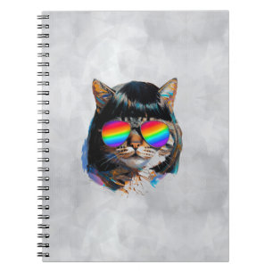 Caderno Espiral Gato com Peruca + Óculos de Sol (Pintura #5)