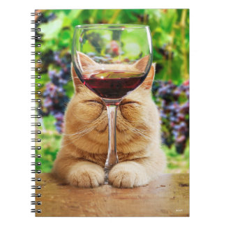 Caderno Espiral Gato com Vidro de Vinho