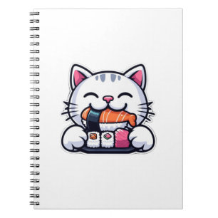 Caderno Espiral Gato comendo sushi