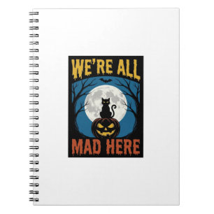 Caderno Espiral Gato da Lua do Halloween Estávamos Todos Loucos Aq