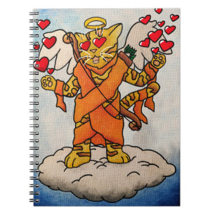 Caderno Espiral Gato de Amor do Cupido dia de os namorados