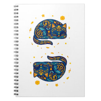 Caderno Espiral Gato de Arte Popular em Azul