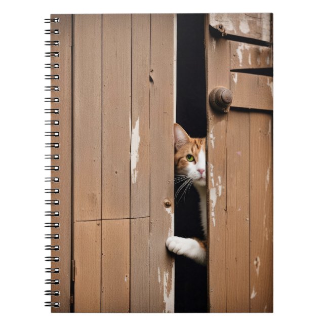 Caderno Espiral Gato-De-Barn A Olhar À Porta (Frente)