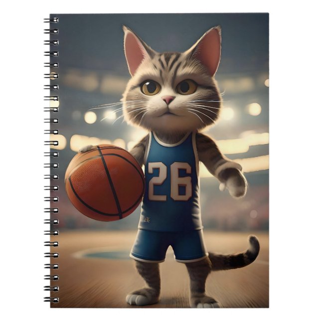 Caderno Espiral Gato de basquete, (Frente)