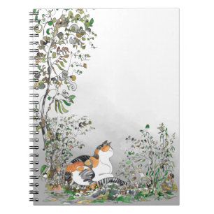 Caderno Espiral Gato De Calico No Jardim