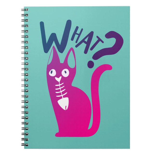 Caderno Espiral Gato de Cartoon Mínimo de Gradação Magenta de Piad (Frente)