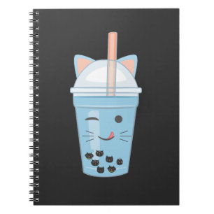 Caderno Espiral Gato De Chá Boba Milk Tea Cat