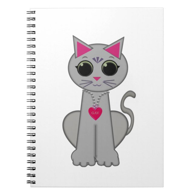 Caderno Espiral Gato de Cinza Feliz e Engraçado (Frente)