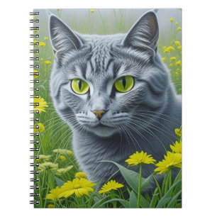 Caderno Espiral Gato de Cinzas Bonitas com Olhos Amarelos Ai Art