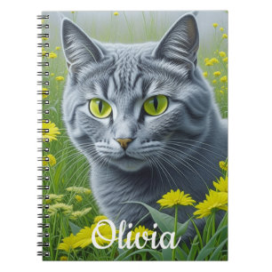 Caderno Espiral Gato de Cinzas Cuecas com Olhos Amarelos Personali