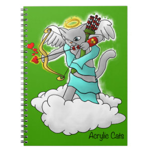 Caderno Espiral Gato de Cupido de Cinza de Smokey dia de os namora