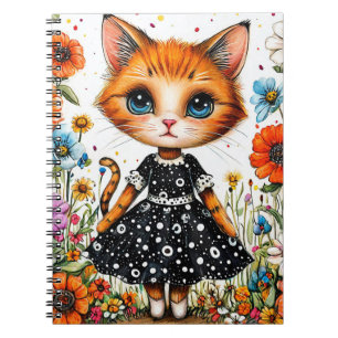 Caderno Espiral Gato de desenho animado fofo