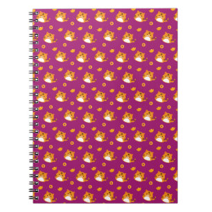 Caderno Espiral Gato de desenho animado fofo padrão contínuo Lar