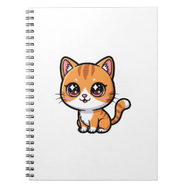 Caderno Espiral Gato de Desenho Animado Laranja Adorável