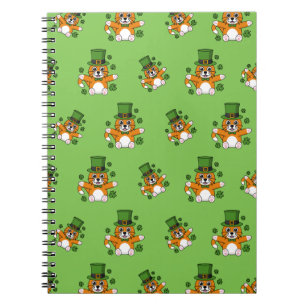Caderno Espiral Gato de Dia de São Patrício bonitinho com Cartogra